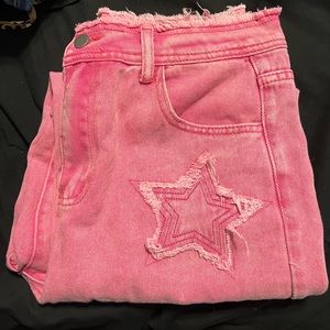shein pink star pants